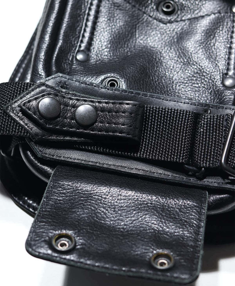 Black Leather Drop Leg/Shoulder Bag
