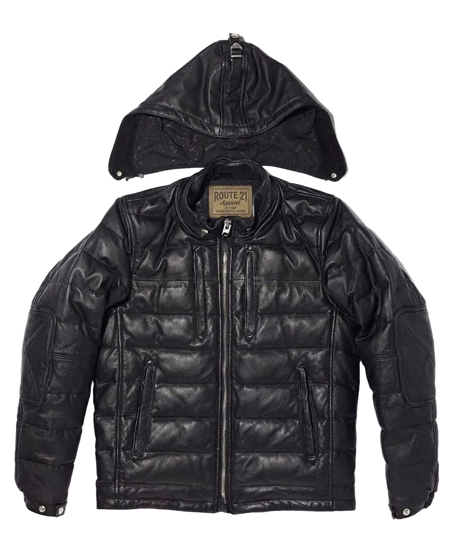 BLACK LEATHER DOWN