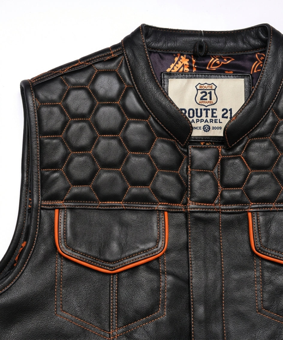 Leatherick Honeycomb Stitch Custom Motorcycle Vest