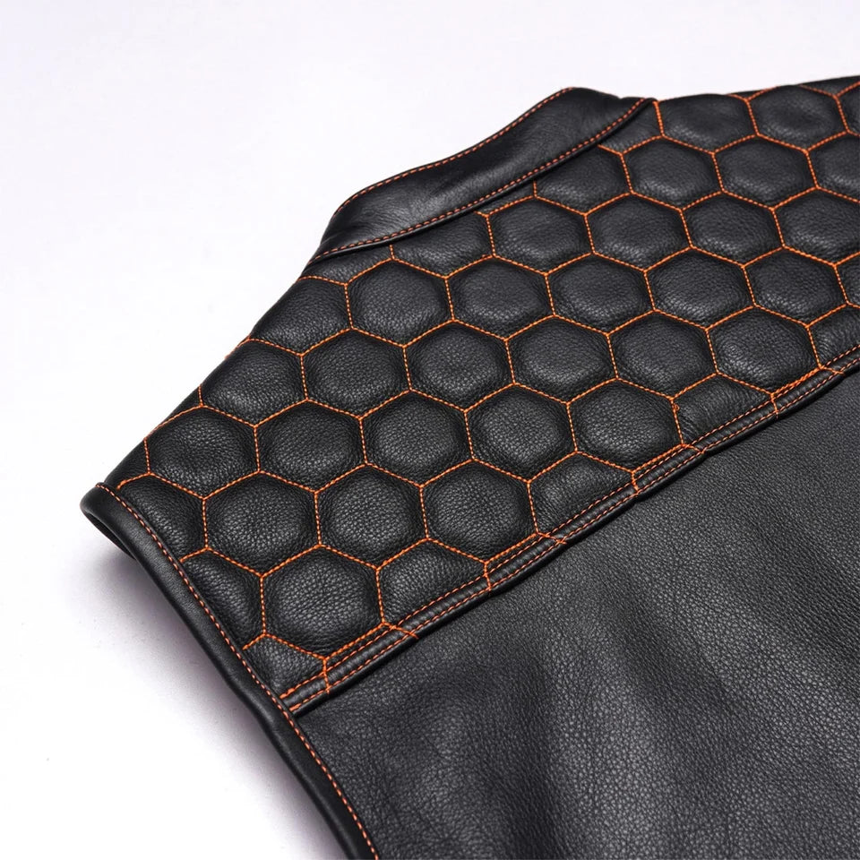 Leatherick Honeycomb Stitch Custom Motorcycle Vest