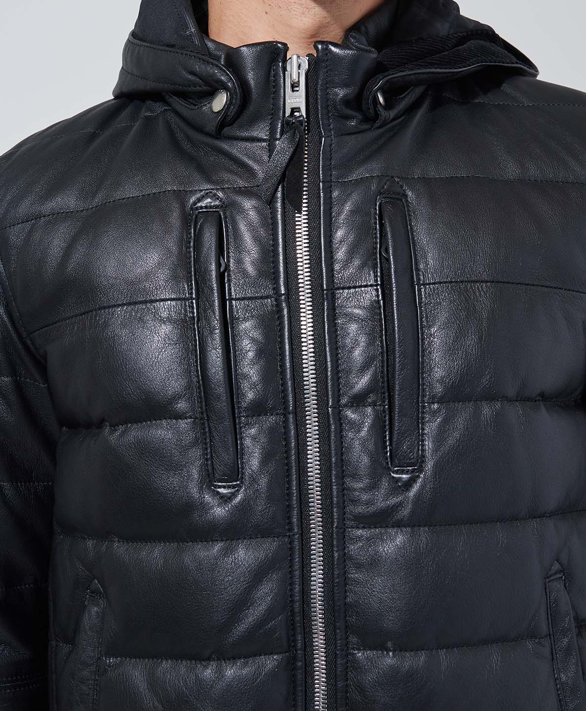 BLACK LEATHER DOWN