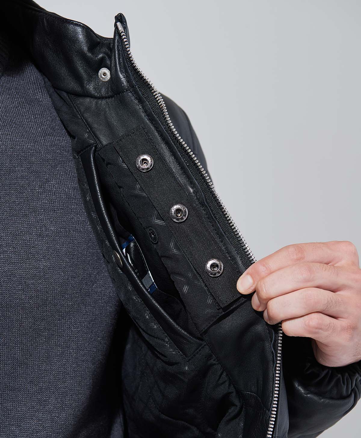 BLACK LEATHER DOWN