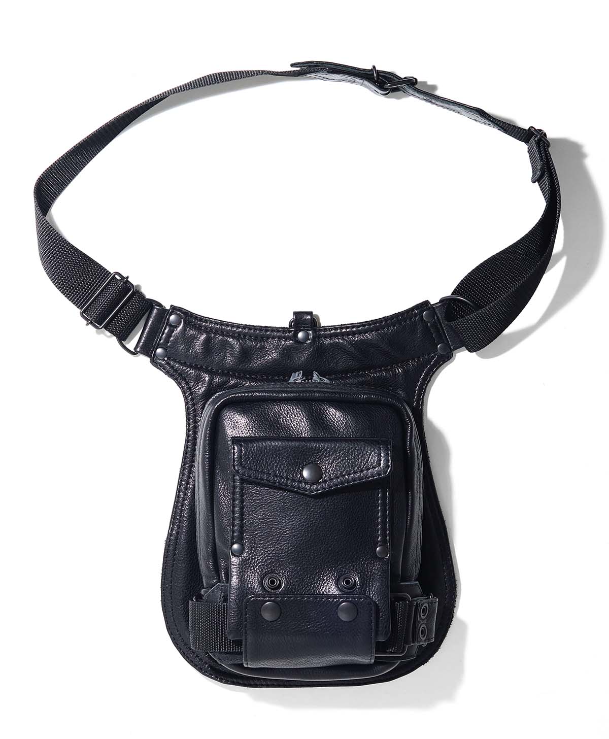 Black Leather Drop Leg/Shoulder Bag