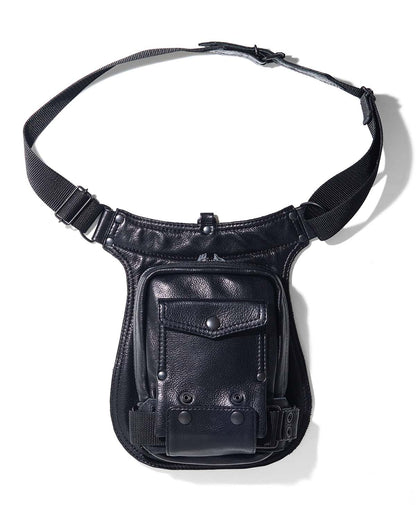Black Leather Drop Leg/Shoulder Bag