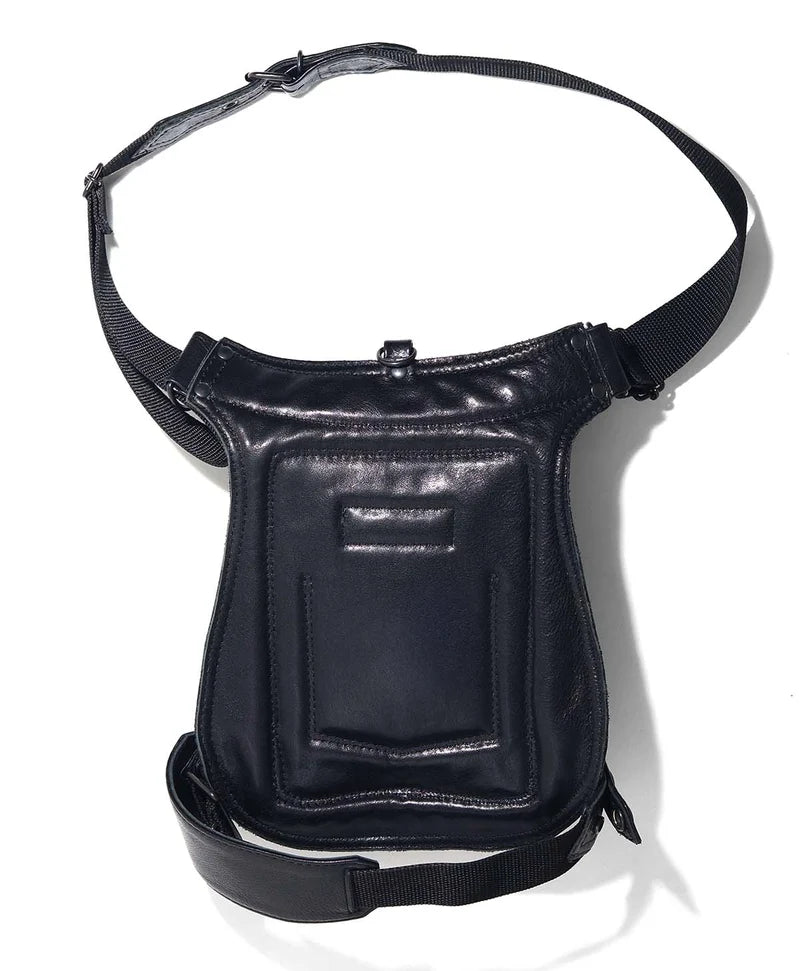 Black Leather Drop Leg/Shoulder Bag