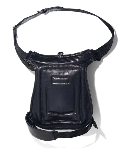 Black Leather Drop Leg/Shoulder Bag