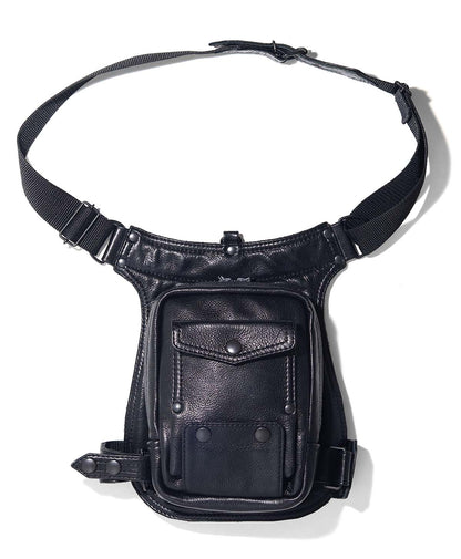 Black Leather Drop Leg/Shoulder Bag