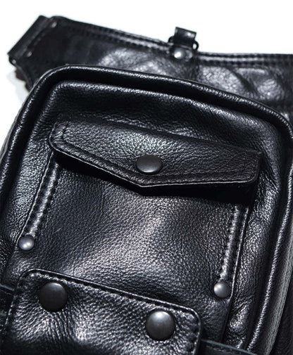 Black Leather Drop Leg/Shoulder Bag