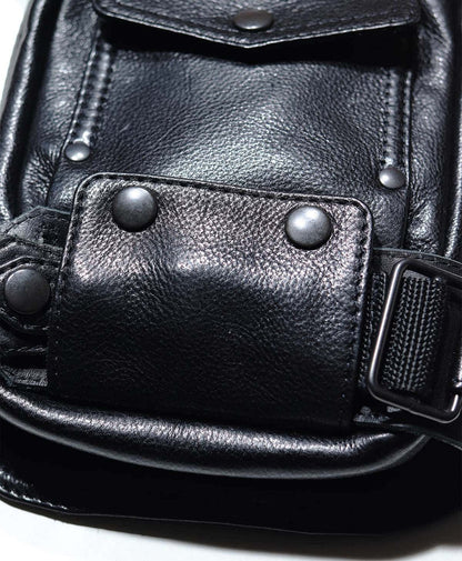 Black Leather Drop Leg/Shoulder Bag