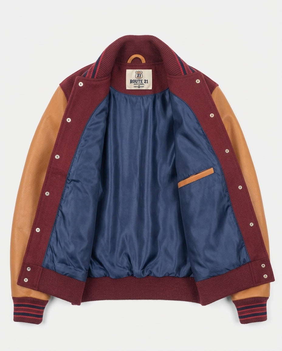 Varsity Jacket - Burgundy / Navy & Scarlet / Rust