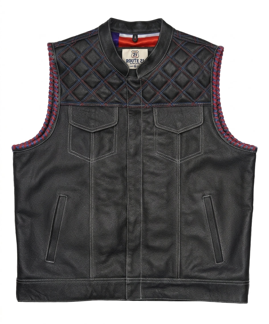 Leatherick Dual Closure Diamond Stitch Custom Vest