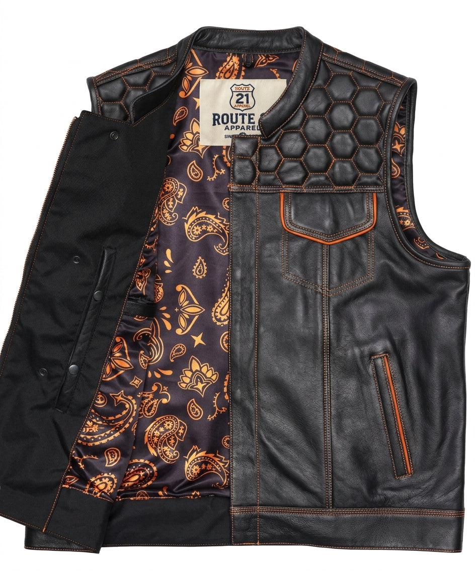 Leatherick Honeycomb Stitch Custom Motorcycle Vest