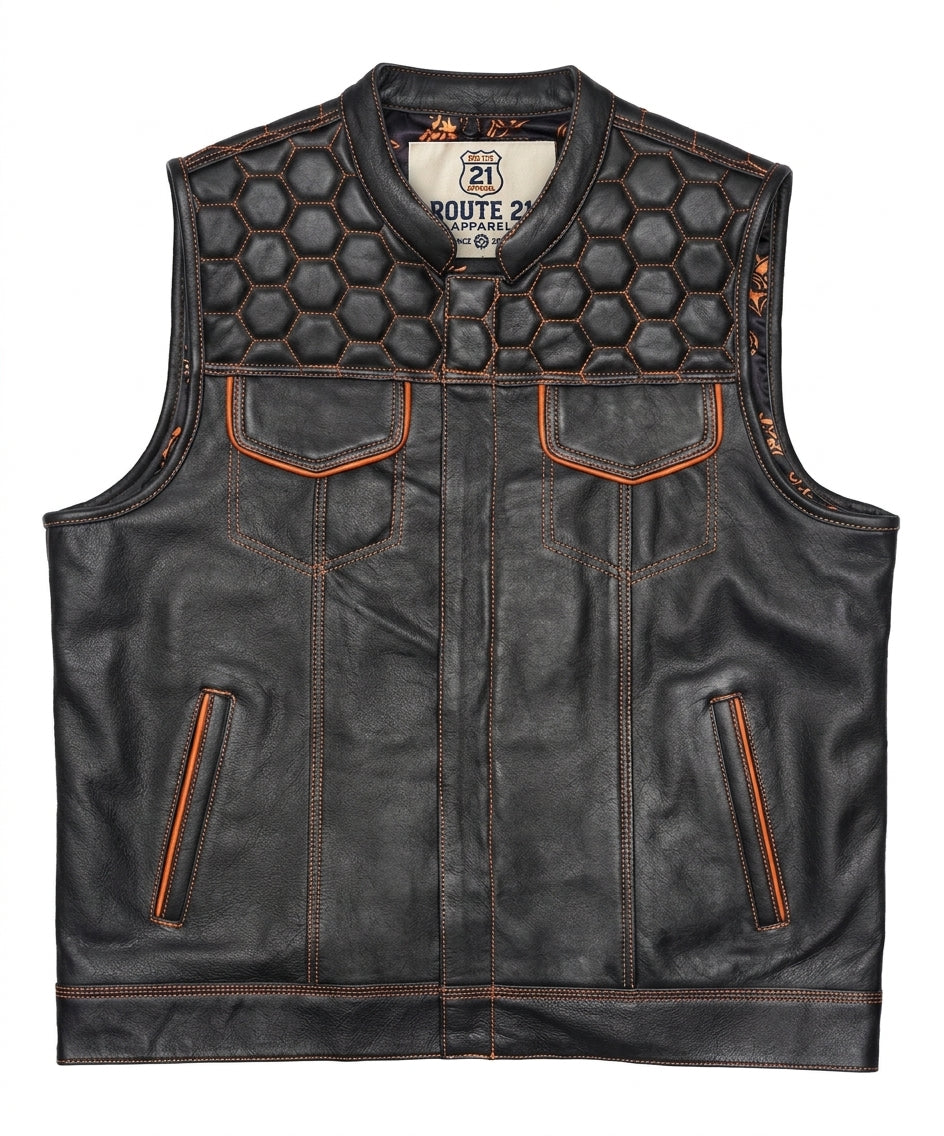 Leatherick Honeycomb Stitch Custom Motorcycle Vest