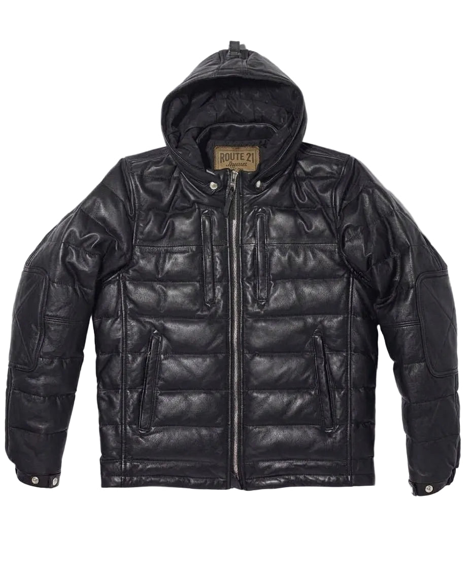 BLACK LEATHER DOWN