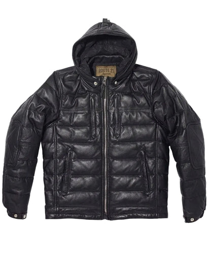 BLACK LEATHER DOWN