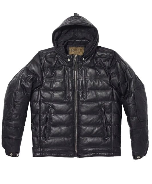 BLACK LEATHER DOWN