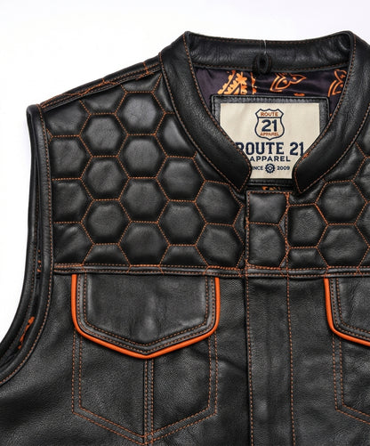 Leatherick Honeycomb Stitch Custom Motorcycle Vest