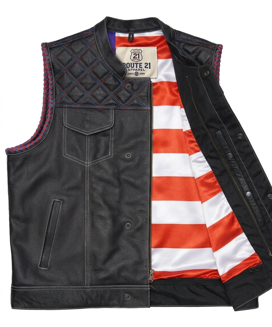 Leatherick Dual Closure Diamond Stitch Custom Vest